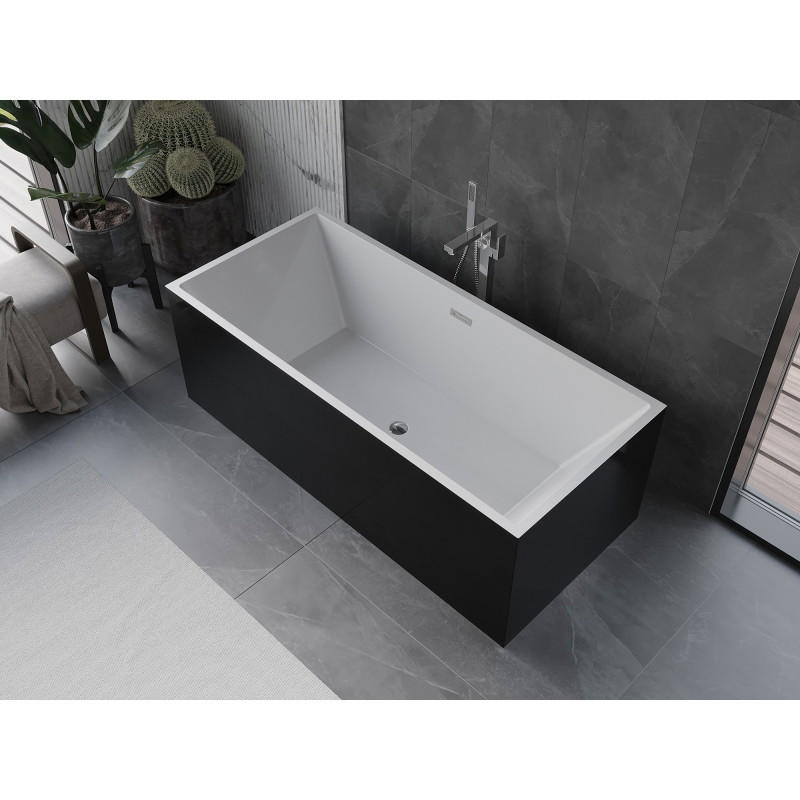 Mexen Vigo eraldiseisev vann 178,5 x 80 cm, valge/must, kroomitud ülevool - 51251788075-01
