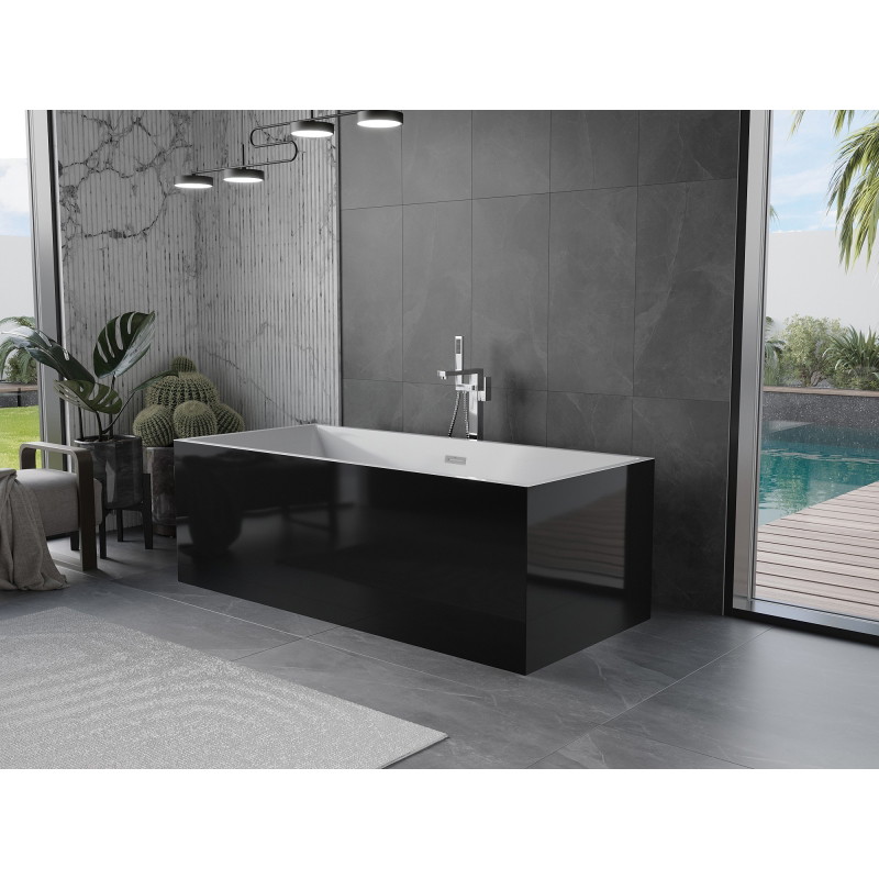 Mexen Vigo eraldiseisev vann 178,5 x 80 cm, valge/must, kroomitud ülevool - 51251788075-01