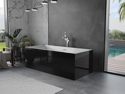 Baignoire Mexen Vigo libre de 178,5 x 80 cm, blanche/noire, trop-plein chromé - 51251788075-01