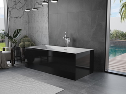 Mexen Vigo freistehende Badewanne 178,5 x 80 cm, weiß/schwarz, Überlauf chrom - 51251788075-01