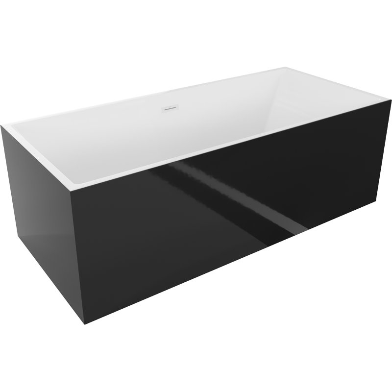 Mexen Vigo baignoire autoportante 178,5 x 80 cm, blanc/noir, trop-plein blanc - 51251788075-20