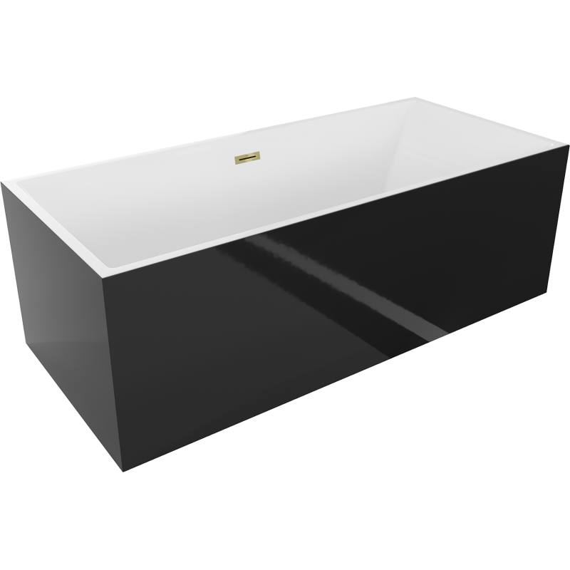 Mexen Vigo bañera exenta 178,5 x 80 cm, blanca/negra, rebosadero dorado - 51251788075-50