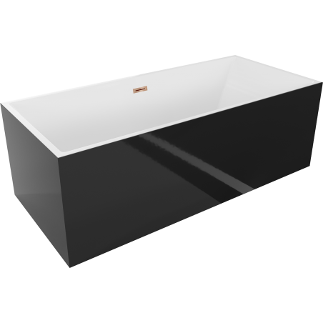 Mexen Vigo free-standing bathtub 178.5 x 80 cm, white/black, overflow rose gold - 51251788075-60