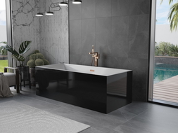 Mexen Vigo freistehende Badewanne 178,5 x 80 cm, weiß/schwarz, rosa gold Überlauf - 51251788075-60