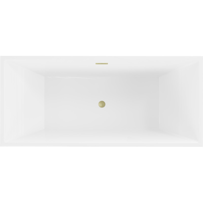 Mexen Vigo vabaltseisev vann 178,5 x 80 cm, valge/must, ülevoolu kuldne harjatud - 51251788075-55