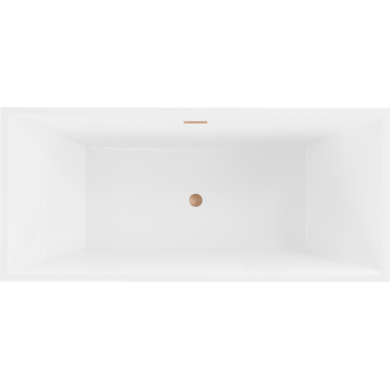 Mexen Vigo vasca da bagno freestanding 178,5 x 80 cm, bianca/nera, troppopieno rame spazzolato - 51251788075-65