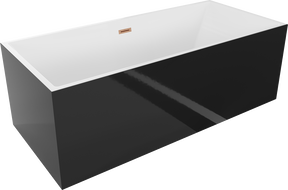 Mexen Vigo freistehende Badewanne 178,5 x 80 cm, weiß/schwarz, gebürsteter Messingüberlauf - 51251788075-65