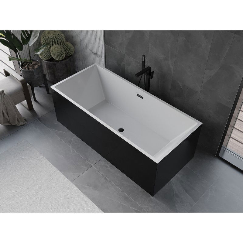 Mexen Vigo freestanding bath 178.5 x 80 cm, white/black, black overflow - 51251788075-70