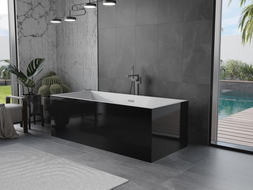 Mexen Vigo freistehende Badewanne 178,5 x 80 cm, weiß/schwarz, Überlauf in Gun Metal - 51251788075-95