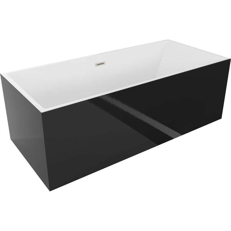 Mexen Vigo freestanding bath 178.5 x 80 cm, white/black, brushed nickel overflow - 51251788075-97