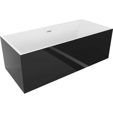 Mexen Vigo freistehende Badewanne 178,5 x 80 cm, weiß/schwarz, Überlauf gebürsteter Nickel - 51251788075-97