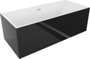 Mexen Vigo freistehende Badewanne 178,5 x 80 cm, weiß/schwarz, gebürsteter Nickelüberlauf - 51251788075-97