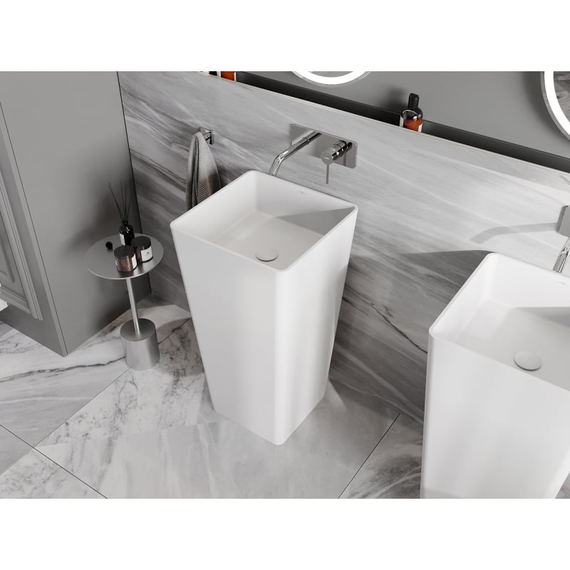 Mexen Adora freestanding washbasin made of conglomerate 45 x 45 cm, white matte - 26564500