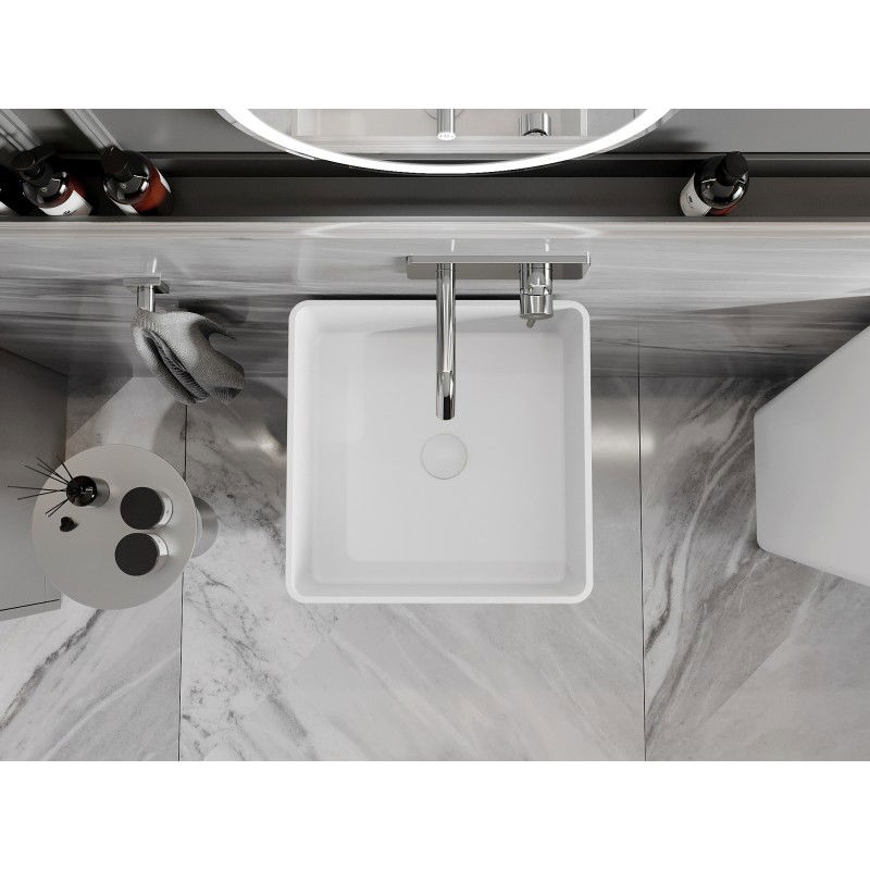Mexen Adora lavabo autoportant en conglomérat 45 x 45 cm, blanc mat - 26564500