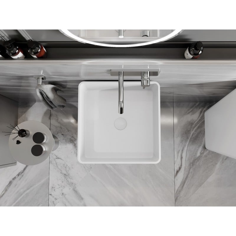 Mexen Adora lavabo independiente de conglomerado 45 x 45 cm, blanco mate - 26564500