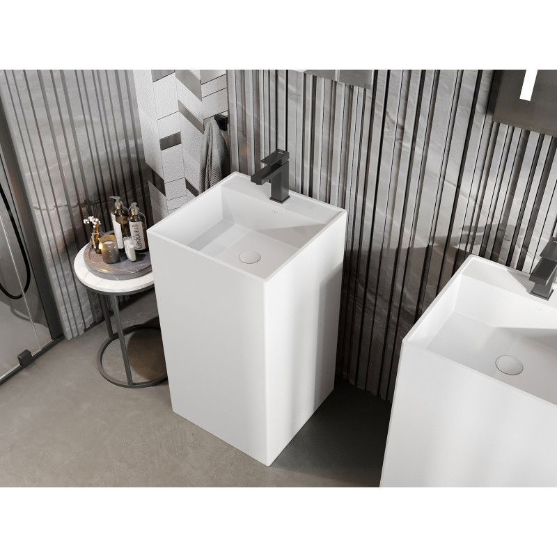 Mexen Belen lavabo a colonna in conglomerato 45 x 45 cm, bianco opaco - 26604500