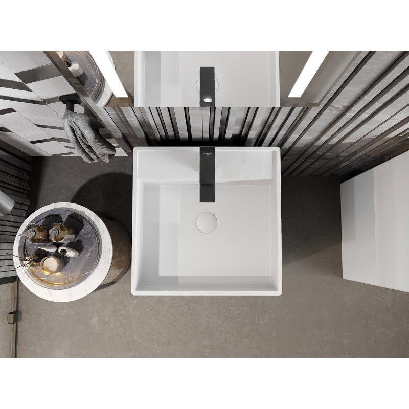 Mexen Belen lavabo autoportant en conglomérat 45 x 45 cm, blanc mat - 26604500