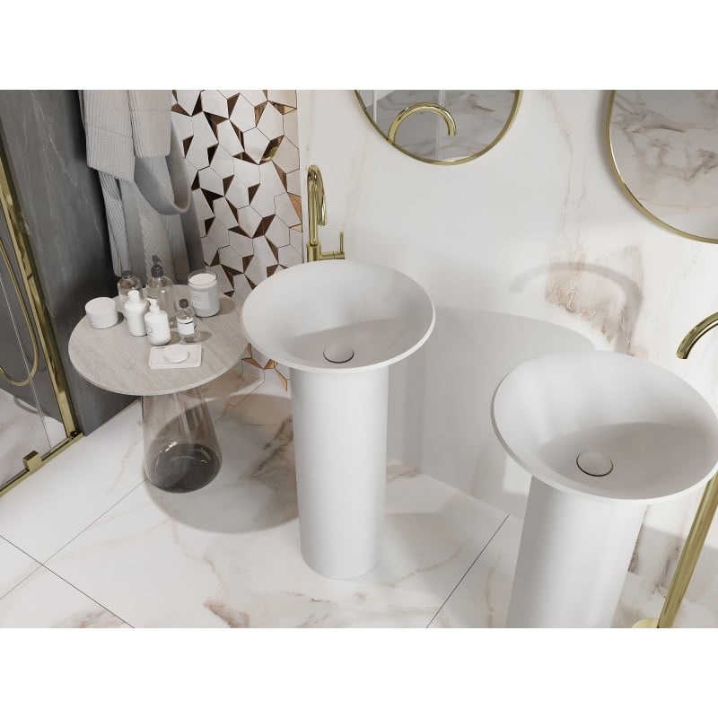 Mexen Leta fristående handfat av konglomerat 45 x 45 cm, vit matt - 26574500