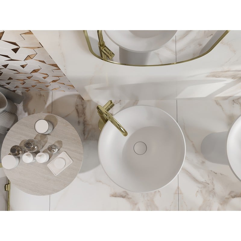 Mexen Leta lavatório de pé de conglomerado 45 x 45 cm, branco mate - 26574500