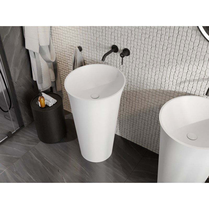 Mexen Nilda lavabo autoportante in conglomerato 52 x 52 cm, bianco opaco - 26555200