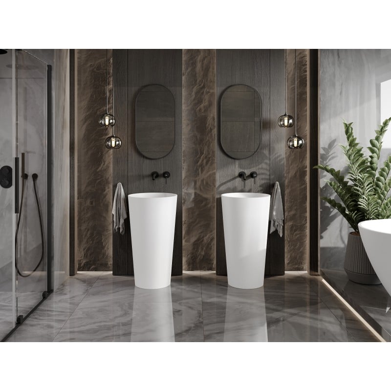 Mexen Onyx-01 lavabo autoportant en conglomérat 45 x 45 cm, blanc mat - 26524500