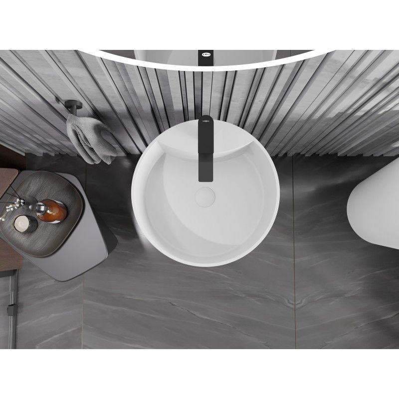 Mexen Onyx-02 freestanding basin made of conglomerate 45 x 45 cm, matte white - 26544500