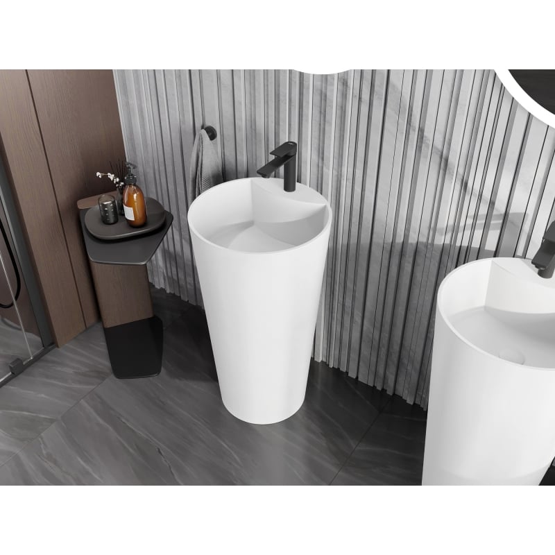 Mexen Onyx-02 umywalka wolnostojąca z konglomeratu 45 x 45 cm, biała mat - 26544500