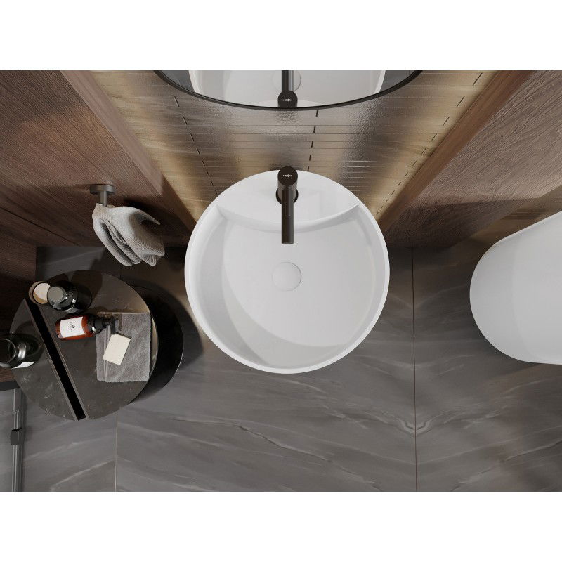 Mexen Ajax-02 prostostoječi umivalnik iz konglomerata 45 x 45 cm, bela mat - 26514500