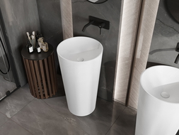 Mexen Onyx-03 lavabo a colonna in conglomerato 45 x 45 cm, bianco opaco - 26534500