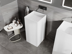 Mexen Xola-1 freestanding washbasin made of conglomerate 40 x 40 cm, matt white - 26594000