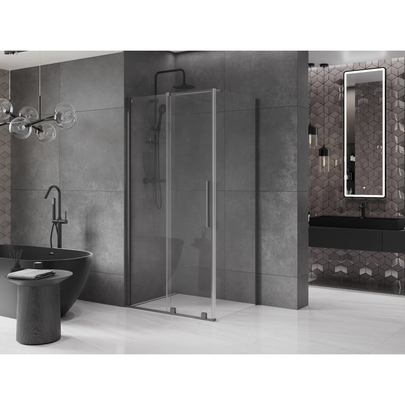 Mexen Velar cabina doccia scorrevole 100 x 85 cm, trasparente, gun metal - 871-100-085-01-95