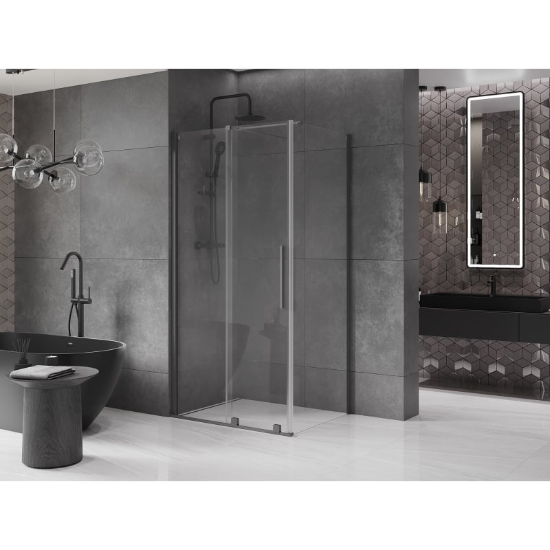 Mexen Velar liuglev dušinurk 110 x 120 cm, läbipaistev, relvmetall - 871-110-120-01-95