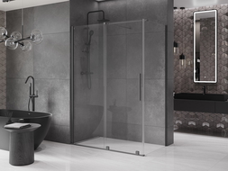 Mexen Velar Schiebetür-Duschkabine 140 x 80 cm, transparent, Gun Metal - 871-140-080-01-95