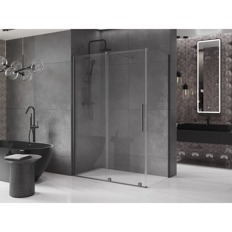 Mexen Velar lükandustega dušikabiin 150 x 90 cm, läbipaistev, gun metal - 871-150-090-01-95