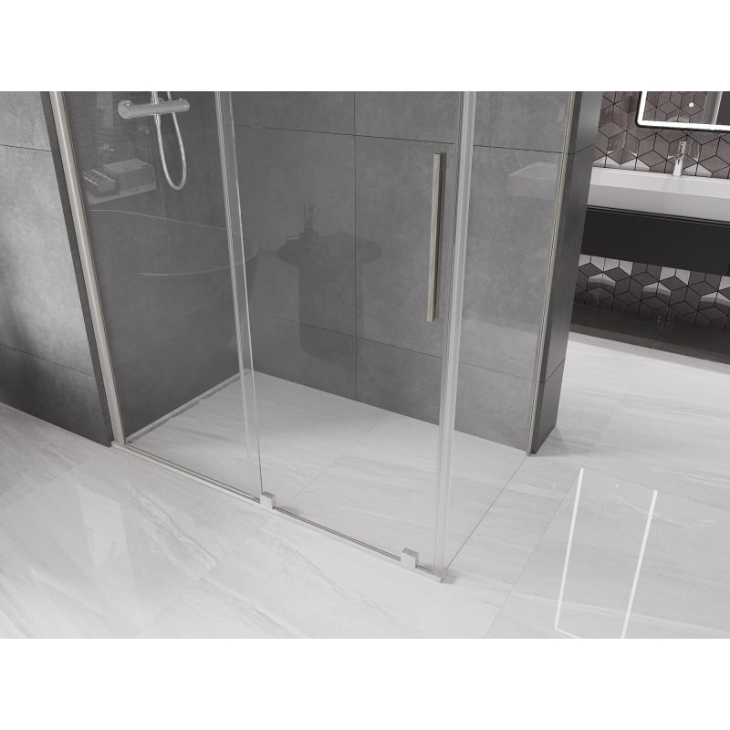Mexen Velar sliding shower cabin 160 x 80 cm, transparent, brushed nickel - 871-160-080-01-97