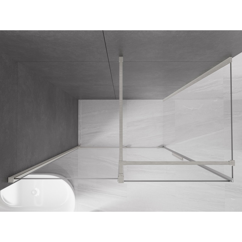 Mexen Velar klizna kabina za tuš s kliznim vratima 160 x 90 cm, prozirna, brušeni nikal - 871-160-090-01-97