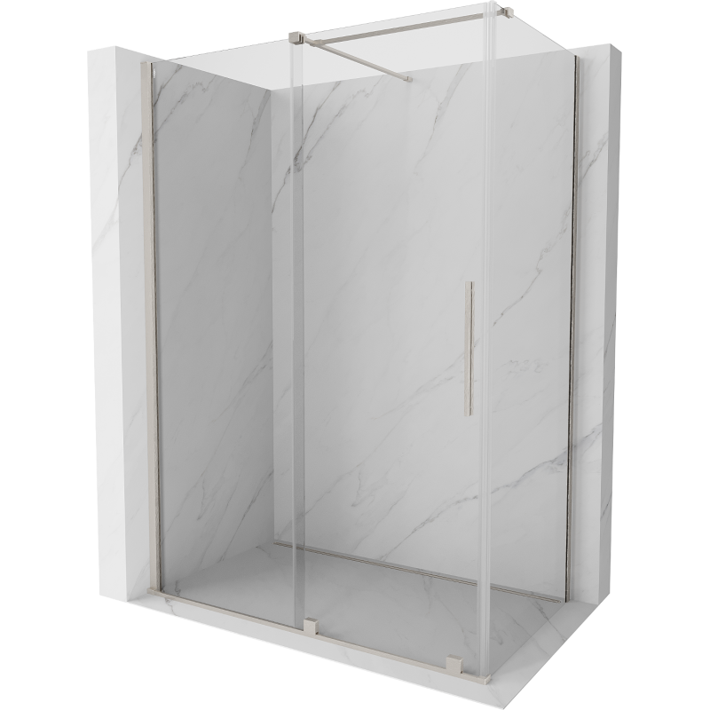 Mexen Velar cabina de ducha corredera 140 x 70 cm, transparente, níquel cepillado - 871-140-070-01-97