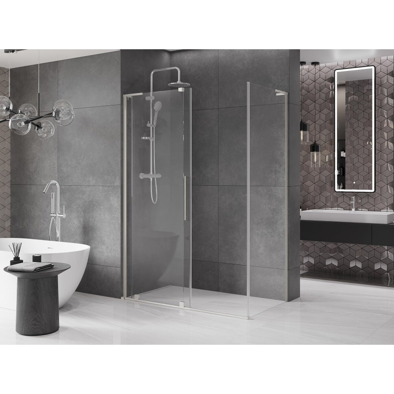 Mexen Velar lükand dušikabiin 140 x 80 cm, läbipaistev, harjatud nikkel - 871-140-080-01-97