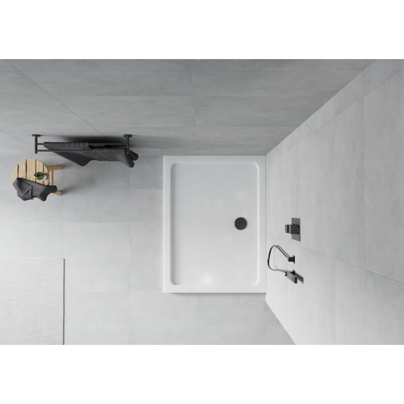 Mexen Flat brodzik prostokątny slim 140 x 100 cm, biały, syfon czarny - 40101014B