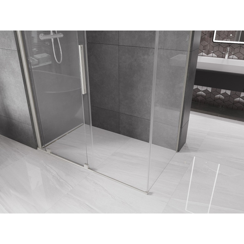 Mexen Velar klizna tuš kabina klizna 150 x 80 cm, prozirna, brušeni nikal - 871-150-080-01-97