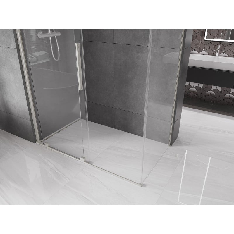 Mexen Velar cabina doccia scorrevole 150 x 90 cm, trasparente, nichel spazzolato - 871-150-090-01-97