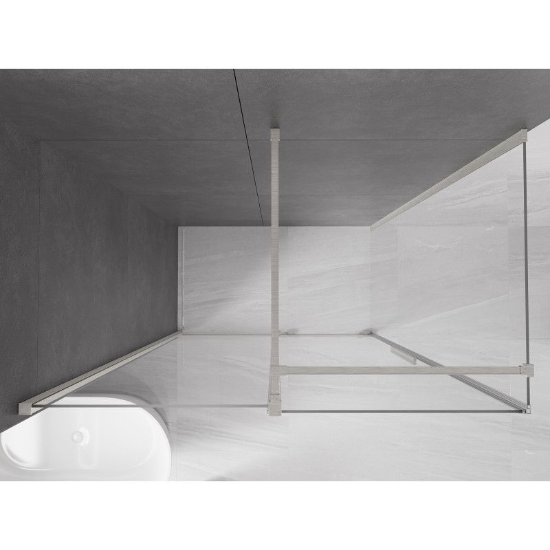 Mexen Velar συρόμενη καμπίνα ντους 150 x 75 cm, διάφανη, βουρτσισμένο νικέλιο