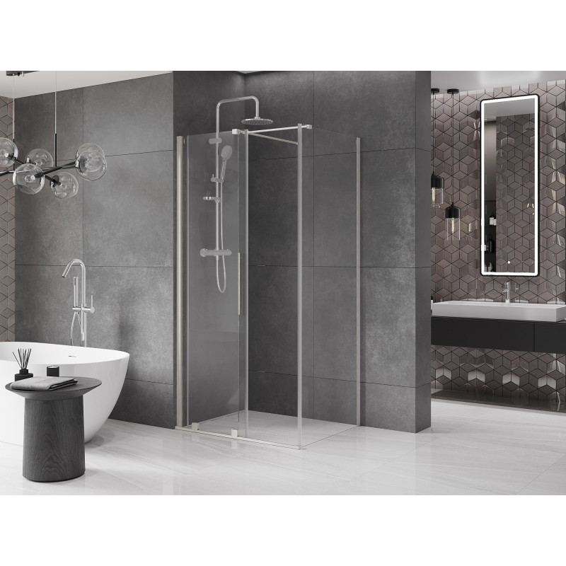 Mexen Velar liuglev dušikabiin 90 x 80 cm, läbipaistev, harjatud nikkel - 871-090-080-01-97