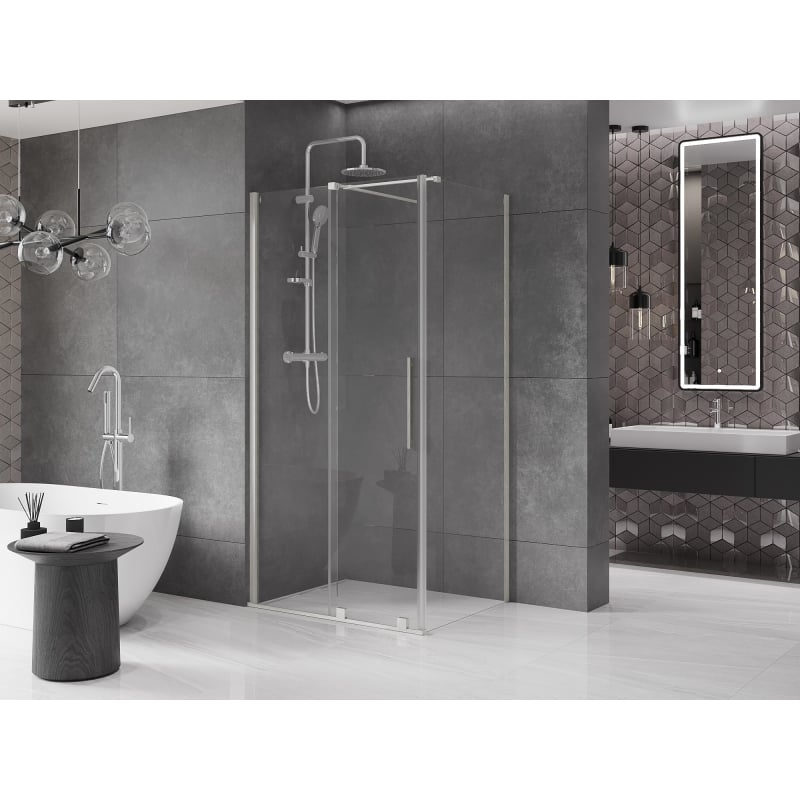 Mexen Velar liuguks dušinurk 110 x 90 cm, läbipaistev, harjatud nikkel - 871-110-090-01-97