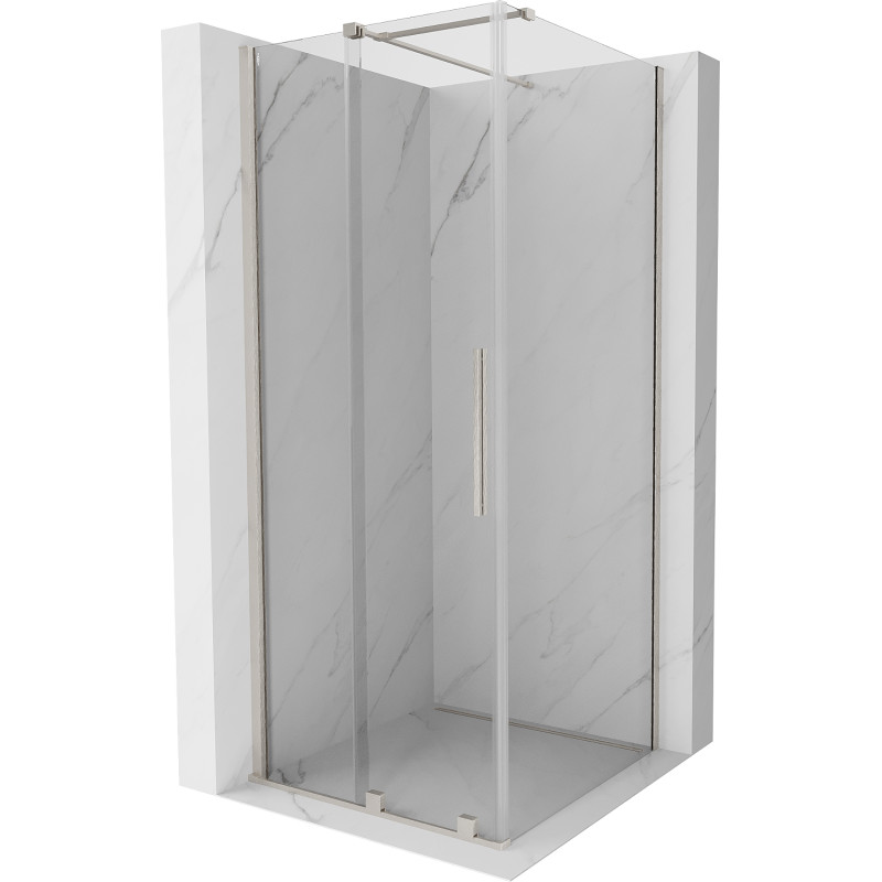Mexen Velar Duschkabine schiebbar 110 x 110 cm, transparent, gebürstetes Nickel - 871-110-110-01-97