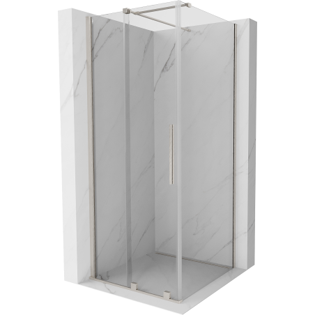 Mexen Velar Duschkabine schiebbar 110 x 110 cm, transparent, gebürstetes Nickel - 871-110-110-01-97