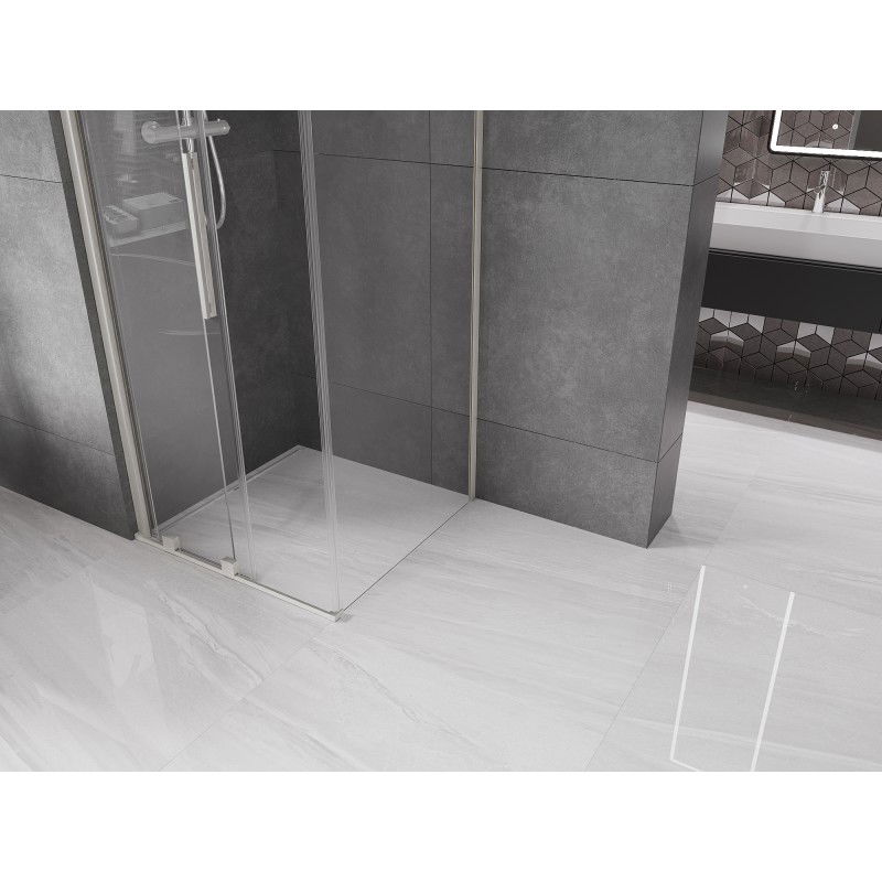 Mexen Velar Rutschend Duschkabinn 110 x 110 cm, transparent, gebierstenem Nickel - 871-110-110-01-97