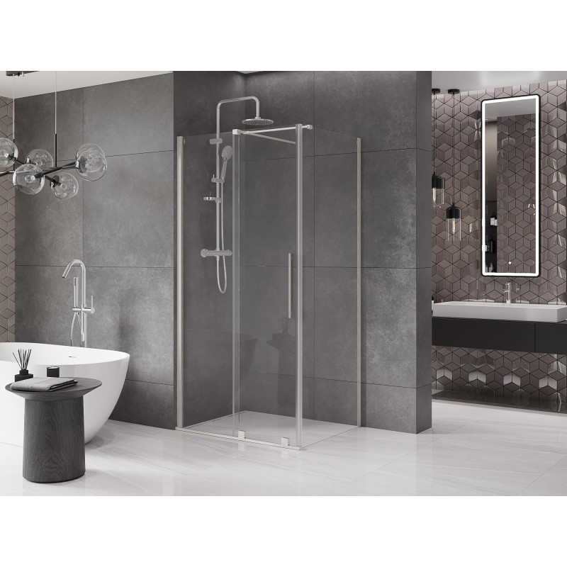 Mexen Velar klizna tuš-kabina 130 x 90 cm, prozirna, brušeni nikal - 871-130-090-01-97