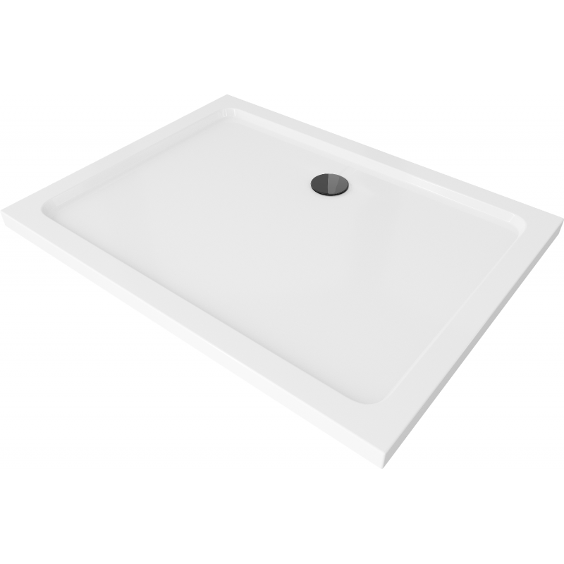 Mexen Flat receveur de douche rectangulaire slim 130 x 90 cm, blanc, siphon noir - 40109013B