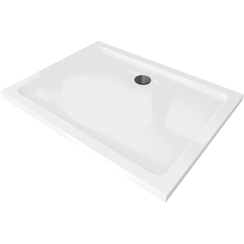 Mexen Flat rechteckige Slim-Duschwanne 120 x 90 cm, weiß, schwarzer Siphon - 40109012B